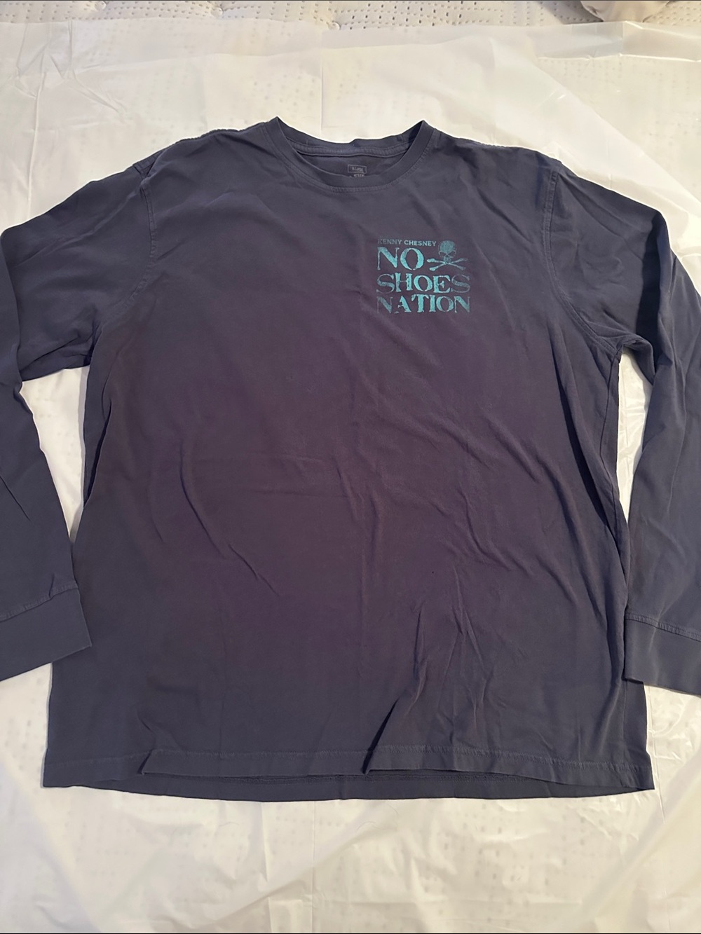 Kenny Chesney No Shoes Nation Long Sleeve Tee Grey Blue Country Concert Shirt